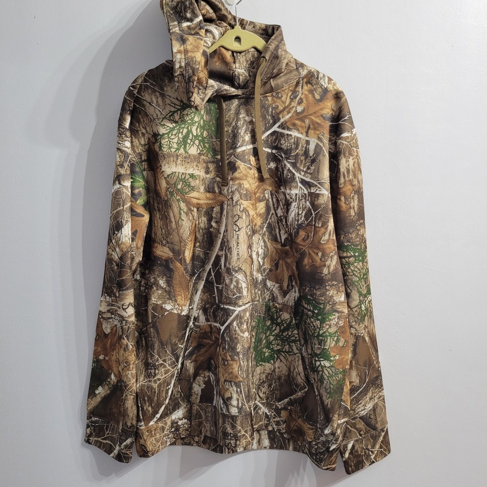 Realtree Camo Hoodie Mens Large Brown Edge Camouflage Performance Sweatshirt